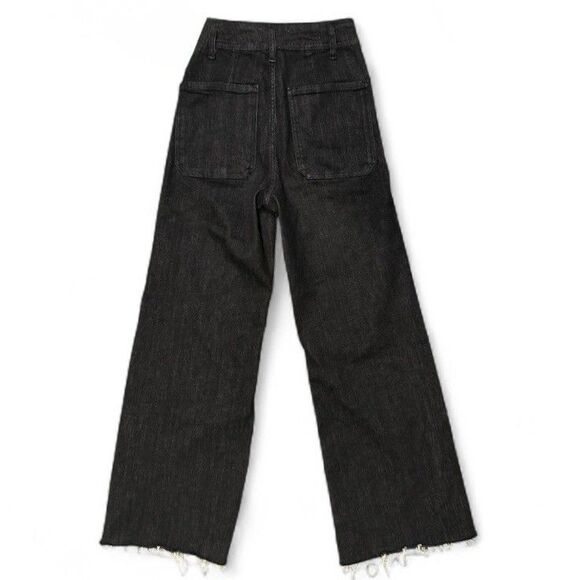 Zara Jeans Womens Marine Straight High Rise Wide Leg Black Stone Denim Size 2 - Picture 2 of 8